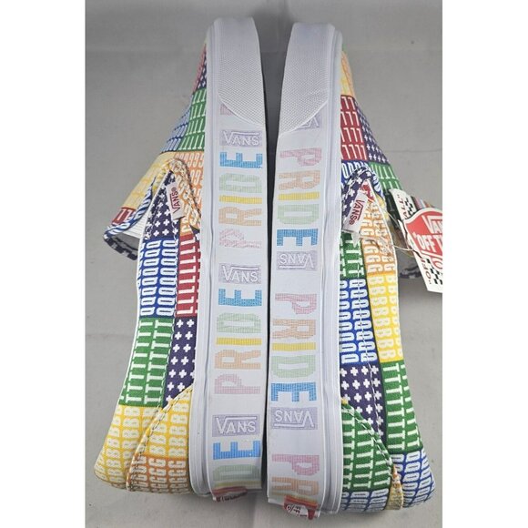 Vans Men\'s Pride  Classic Slip On Multi True White Canvas Shoes Size W 8/M 6.5